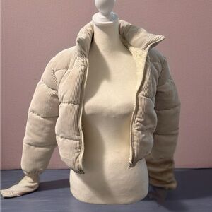 Ci Sono Beige Corduroy Puffer Jacket